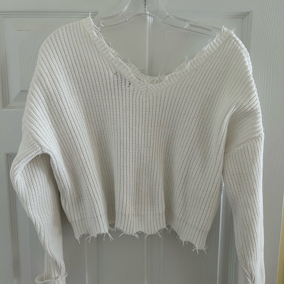 Francesca's Collections (Mi ami) White Knit Sweater Small - Picture 3 of 7